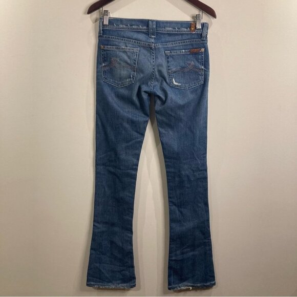 7 FOR ALL MANKIND Sz 26 Rocker Distressed Mid-Wash Wiskering  Low Rise Jeans - Picture 13 of 16
